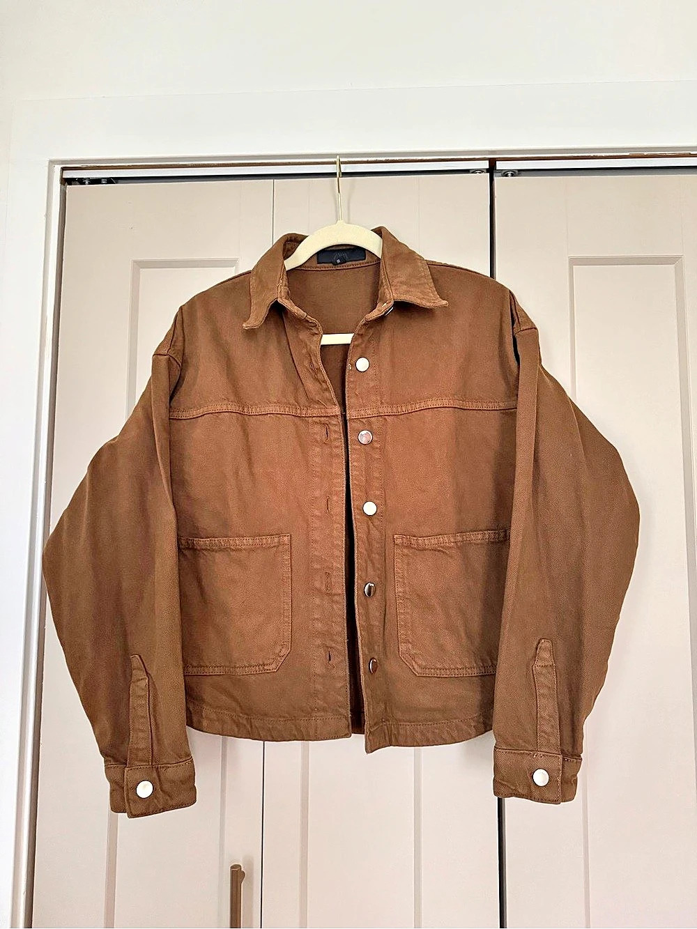 Zara Denim Utility Jacket Brown XS